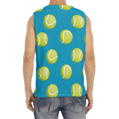 Tennis Theme Pattern Print Men's Fitness Tank Top