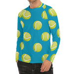 Tennis Theme Pattern Print Men's Long Sleeve Rash Guard