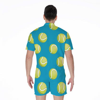 Tennis Theme Pattern Print Men's Rompers