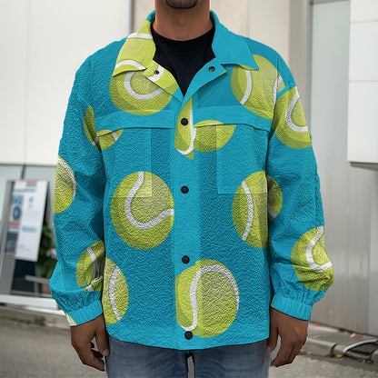 Tennis Theme Pattern Print Men's Shirt Jacket