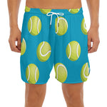 Tennis Theme Pattern Print Men's Split Running Shorts