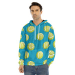 Tennis Theme Pattern Print Men's Velvet Pullover Hoodie