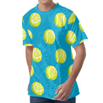 Tennis Theme Pattern Print Men's Velvet T-Shirt
