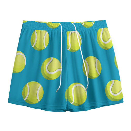 Tennis Theme Pattern Print Mesh Shorts