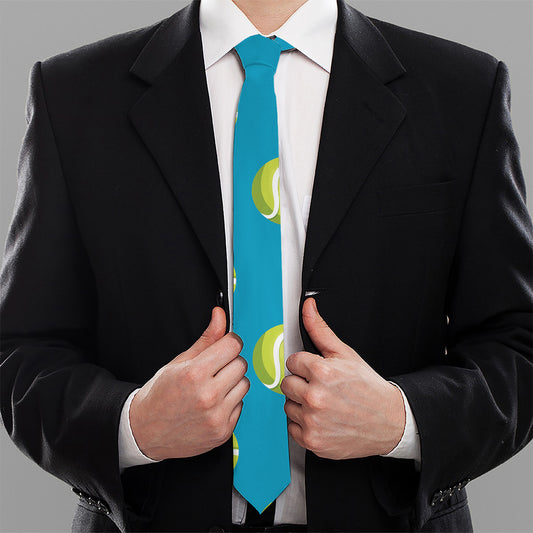 Tennis Theme Pattern Print Necktie
