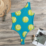 Tennis Theme Pattern Print One Shoulder Bodysuit