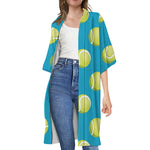 Tennis Theme Pattern Print Open Front Beach Cover Up