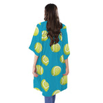 Tennis Theme Pattern Print Open Front Beach Cover Up