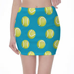 Tennis Theme Pattern Print Pencil Mini Skirt