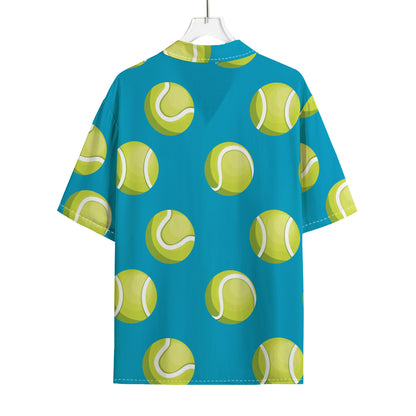 Tennis Theme Pattern Print Rayon Hawaiian Shirt