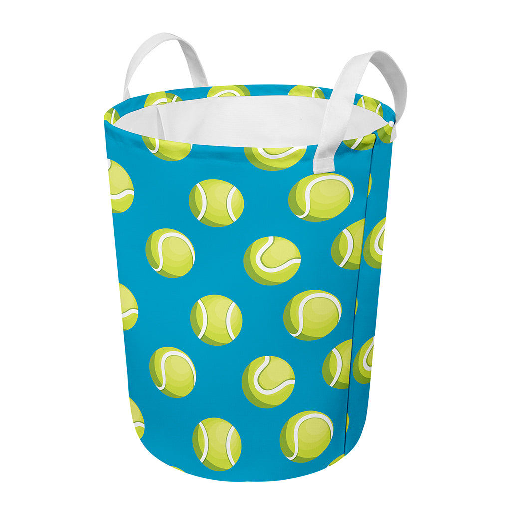 Tennis Theme Pattern Print Round Laundry Basket