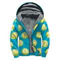 Tennis Theme Pattern Print Sherpa Lined Zip Up Hoodie