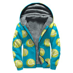Tennis Theme Pattern Print Sherpa Lined Zip Up Hoodie