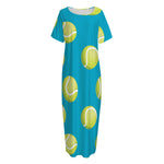 Tennis Theme Pattern Print Short Sleeve Long Nightdress