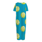 Tennis Theme Pattern Print Short Sleeve Long Nightdress