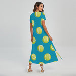 Tennis Theme Pattern Print Short Sleeve Maxi Dress