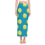 Tennis Theme Pattern Print Side Slit Maxi Skirt