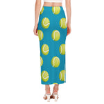 Tennis Theme Pattern Print Side Slit Maxi Skirt