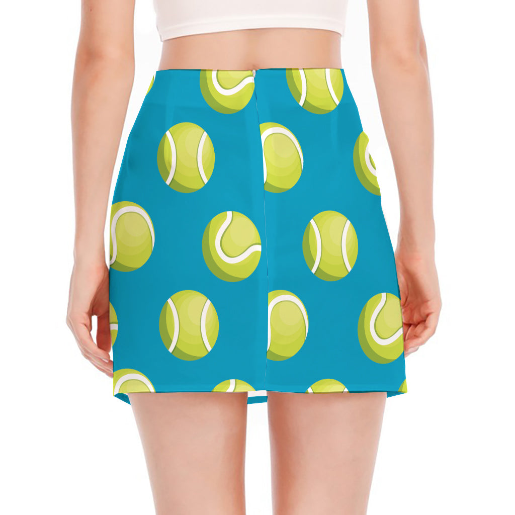 Tennis Theme Pattern Print Side Slit Mini Skirt