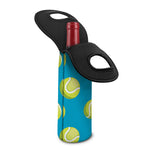 Tennis Theme Pattern Print Single Neoprene Wine Tote
