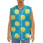Tennis Theme Pattern Print Sleeveless Baseball Jersey