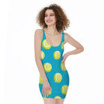 Tennis Theme Pattern Print Sleeveless Bodycon Dress