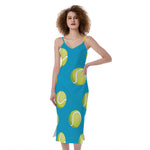 Tennis Theme Pattern Print Slim Fit Midi Cami Dress