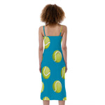 Tennis Theme Pattern Print Slim Fit Midi Cami Dress
