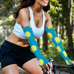 Tennis Theme Pattern Print Sun Protection Arm Sleeves