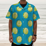 Tennis Theme Pattern Print Textured Short Sleeve Shirt