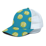 Tennis Theme Pattern Print White Mesh Trucker Cap