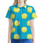 Tennis Theme Pattern Print Women's Polo Shirt