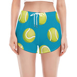 Tennis Theme Pattern Print Women's Split Running Shorts