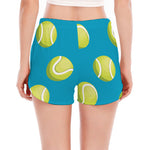 Tennis Theme Pattern Print Women's Split Running Shorts