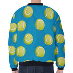 Tennis Theme Pattern Print Zip Sleeve Bomber Jacket