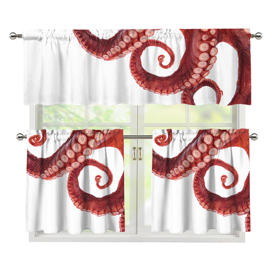 Tentacles Of Octopus Print 3 Piece Kitchen Curtains