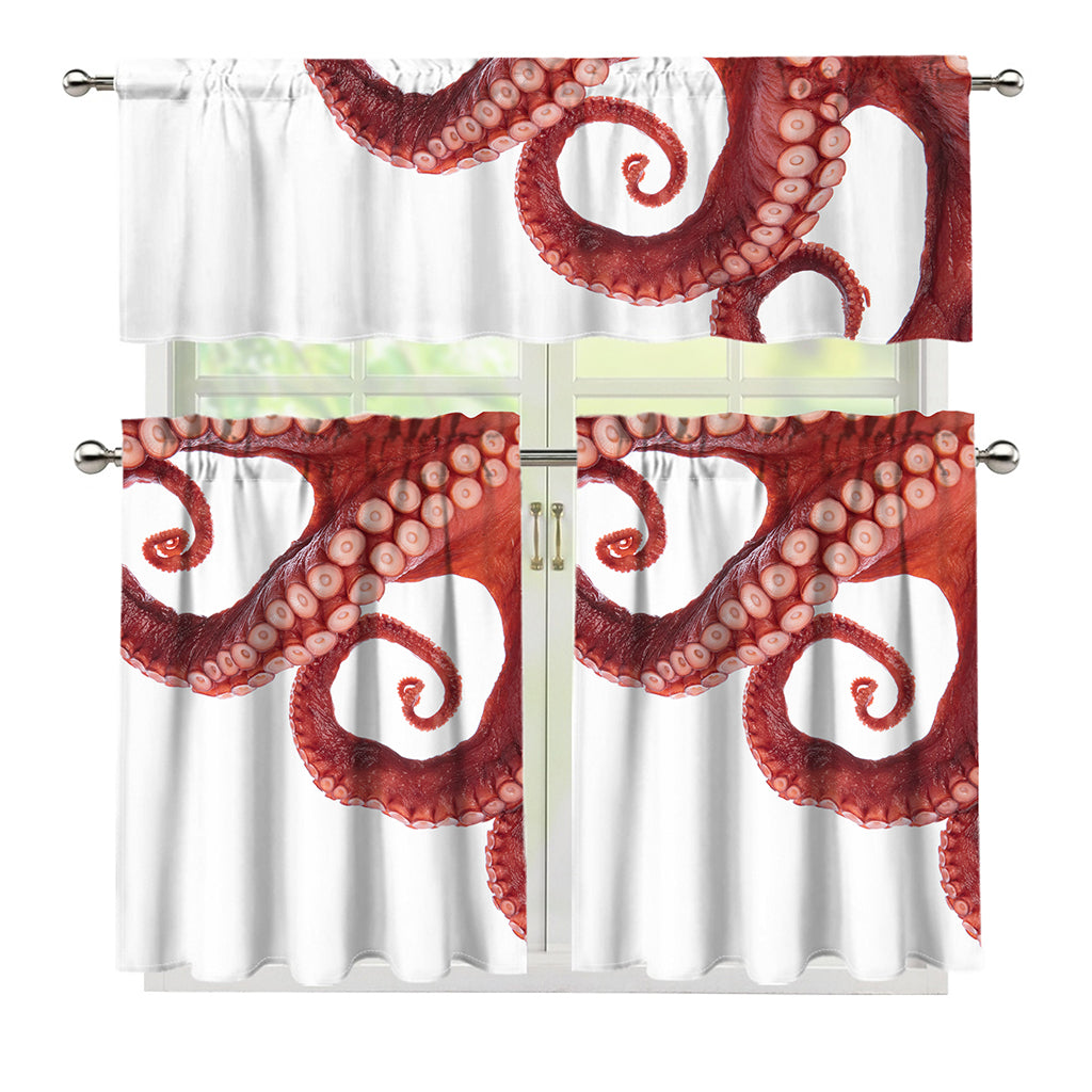 Tentacles Of Octopus Print 3 Piece Kitchen Curtains