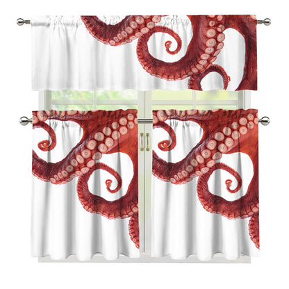 Tentacles Of Octopus Print 3 Piece Kitchen Curtains