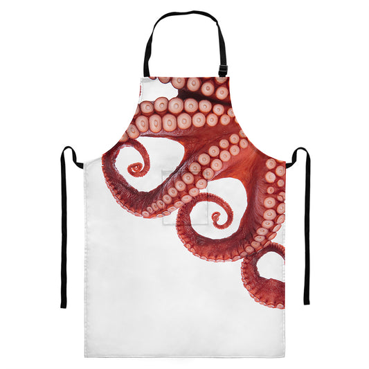 Tentacles Of Octopus Print Bib Apron With Pocket