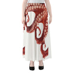 Tentacles Of Octopus Print Chiffon Maxi Skirt