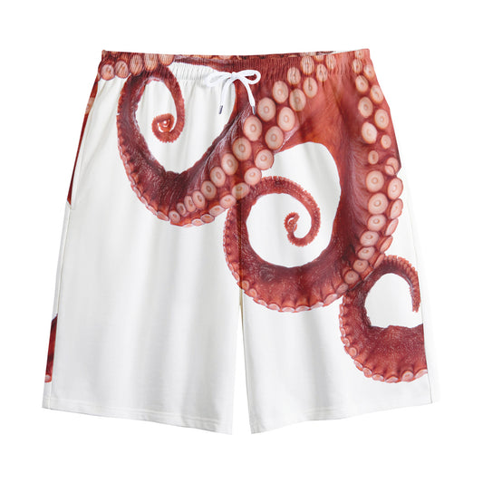 Tentacles Of Octopus Print Cotton Shorts