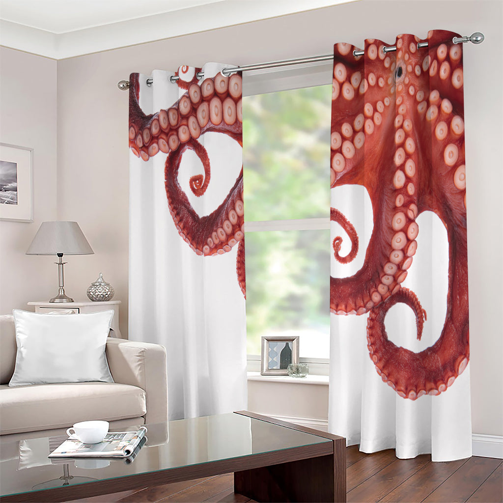 Tentacles Of Octopus Print Extra Wide Grommet Curtains