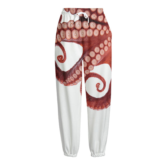 Tentacles Of Octopus Print Fleece Lined Knit Pants