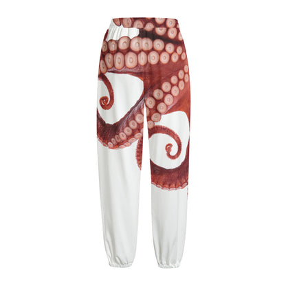 Tentacles Of Octopus Print Fleece Lined Knit Pants