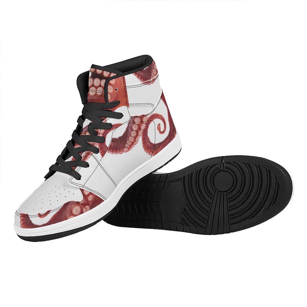 Tentacles Of Octopus Print High Top Leather Sneakers