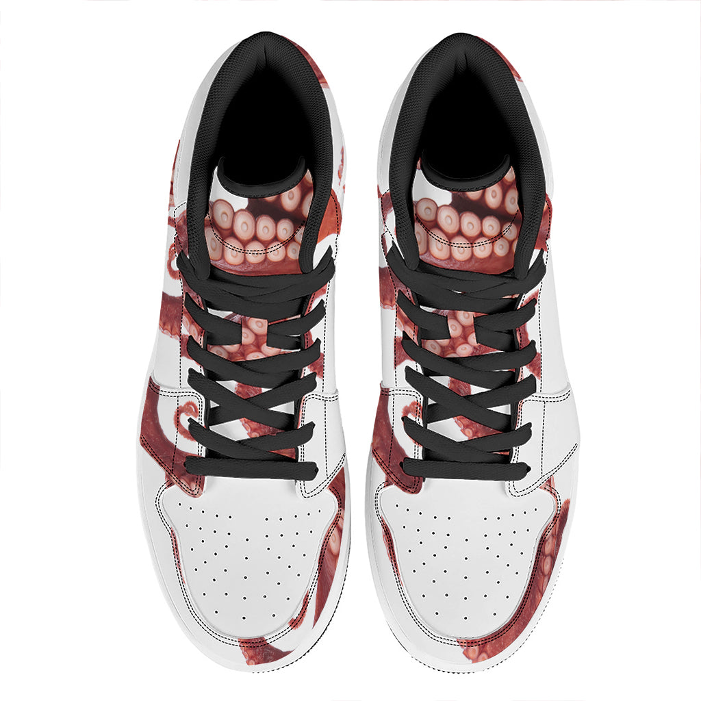 Tentacles Of Octopus Print High Top Leather Sneakers