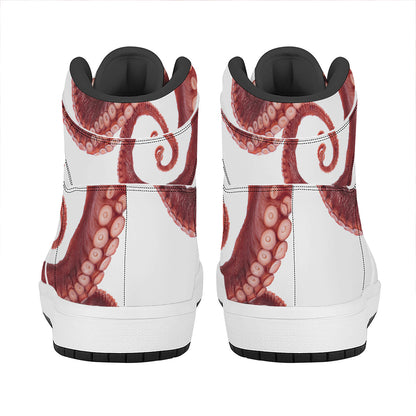 Tentacles Of Octopus Print High Top Leather Sneakers