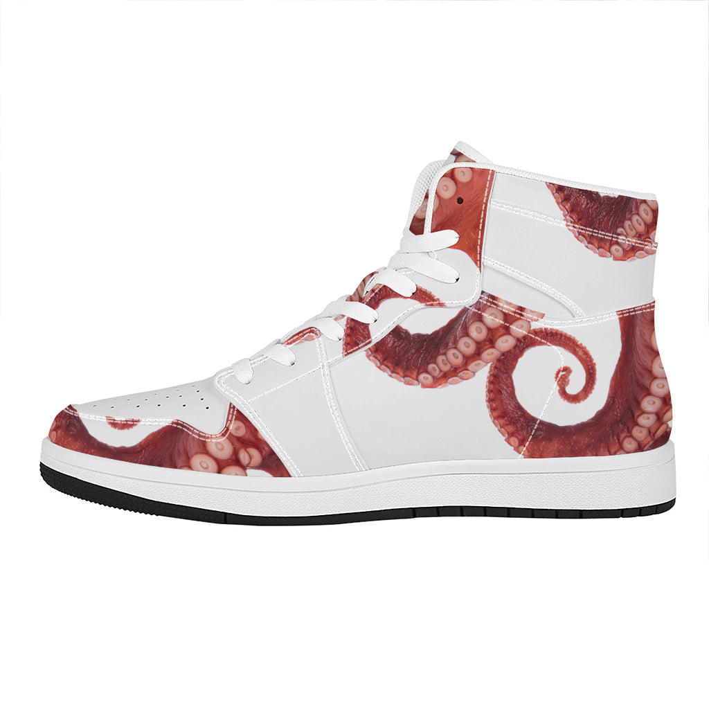 Tentacles Of Octopus Print High Top Leather Sneakers
