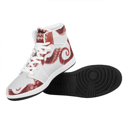 Tentacles Of Octopus Print High Top Leather Sneakers