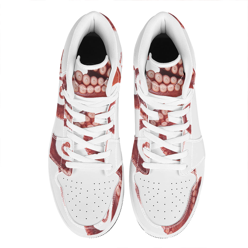 Tentacles Of Octopus Print High Top Leather Sneakers